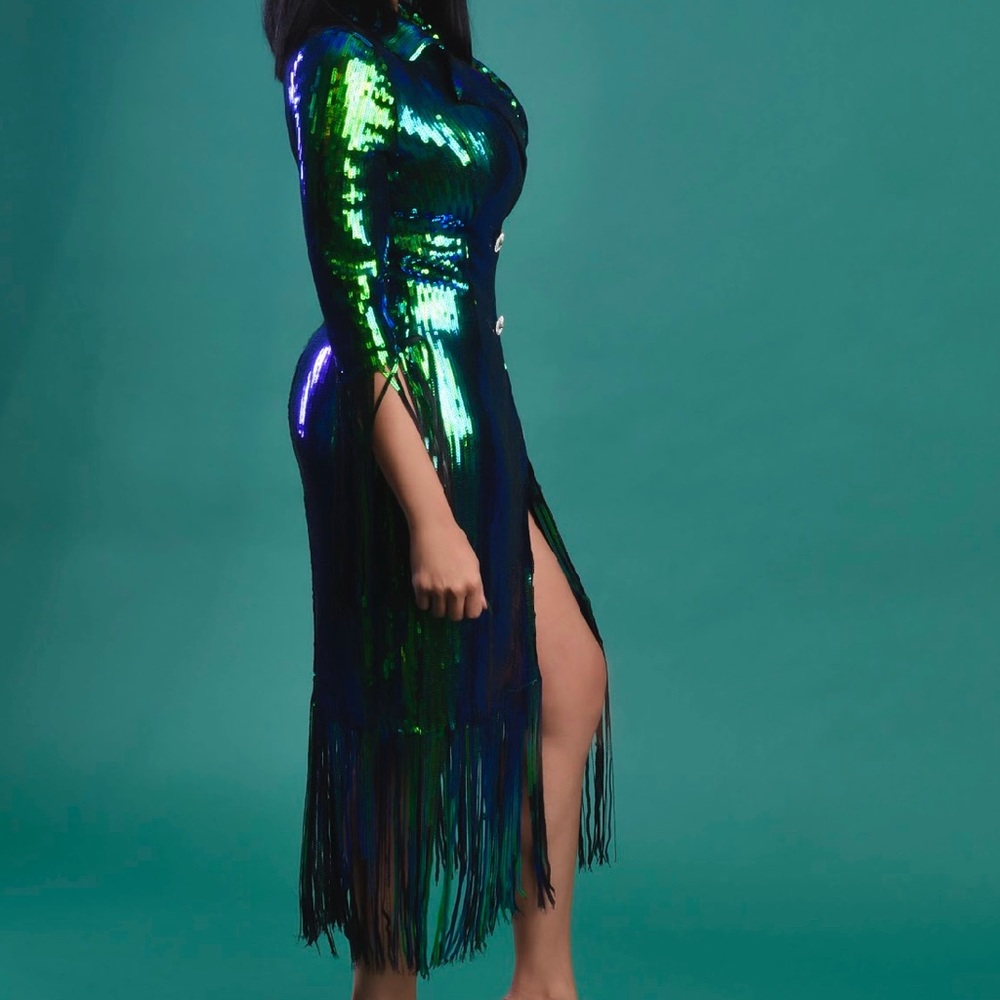 new green sequin dress